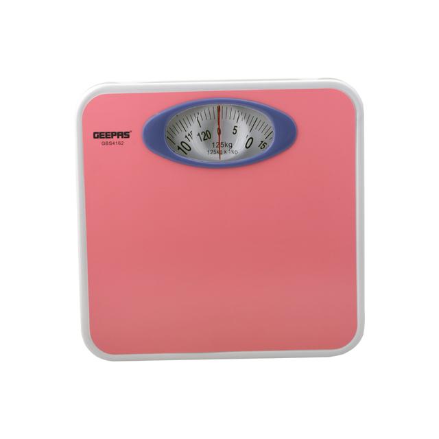 Geepas Weighing Scale - Analogue Manual Mechanical Weighting Machine for Body weight machine - 125Kg Capacity - Bathroom Scale, Large Rotating dial for Accuracy - SW1hZ2U6MTM1MzA5