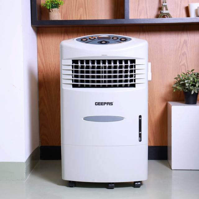 Geepas Air Cooler - Portable Ergonomic Design with 4 Speed, Led Control Panel - 20L Water Tank & Ice Compartment - Led Control Panel with Remote - Wide Oscillation - Ideal for Home, Office & More - SW1hZ2U6MTM0OTk4
