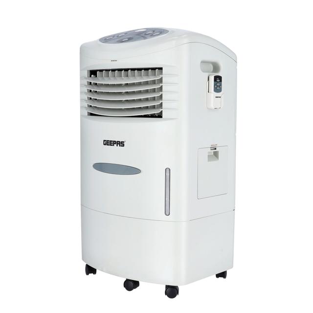 Geepas Air Cooler - Portable Ergonomic Design with 4 Speed, Led Control Panel - 20L Water Tank & Ice Compartment - Led Control Panel with Remote - Wide Oscillation - Ideal for Home, Office & More - SW1hZ2U6MTM0OTky