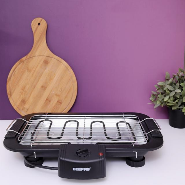 Geepas 2000W Electric Barbecue Grill - Table Grill, Auto-Thermostat Control with Overheat Protection - Space Saving, Detachable Heating Element - Ideal for BBQ Perfect for both Indoor & Outdoor cooking - 2 Years Warranty - SW1hZ2U6MTM1MjI0