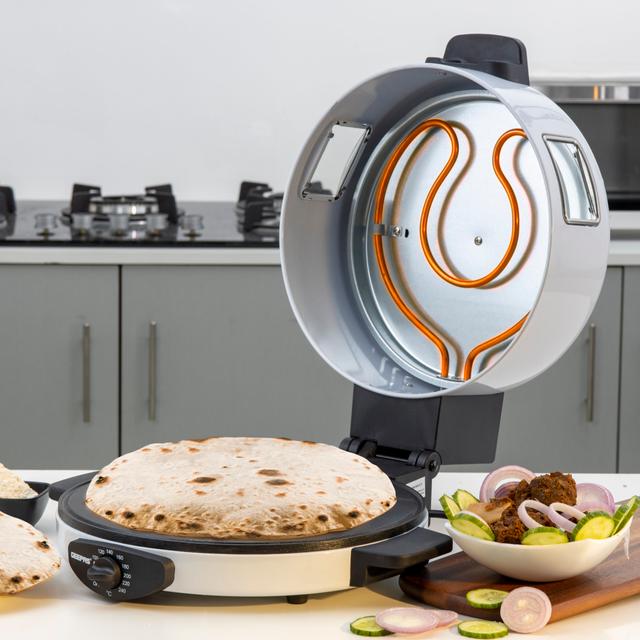 Geepas Arabic Bread Maker,30cm Baking Plate, GBM63036, Non-Stick Coating Plate for Making Chapati/ Tortilla, Adjustable Double Thermostat for Perfect Cooking Temperature,2 Years Warranty - SW1hZ2U6MTU0OTIy