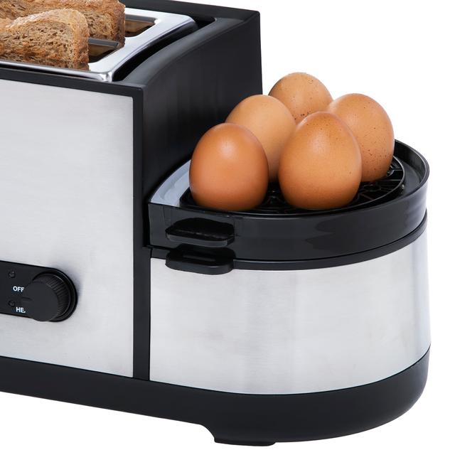 Geepas GBT36508UK 1250W Multi-Function Toaster with Egg Boiler and Poacher  - 2 Slice Toaster with Mini Frying Pan, Steamer Tray, Warming Rack - 6 Modes of Browning Control - Ideal Breakfast Set - 2 Year Warranty - SW1hZ2U6MTUwODU3