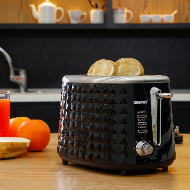 Geepas 850w 2 Slice Bread Toaster Adjustable 7 Browning Control 2 Slice Pop-Up Toaster With Removable Crumb Collection Tray, Self-Centering Cancel, Defrost & Reheat Perfect Sandwiches, Toast & More - SW1hZ2U6MTU0MTMz