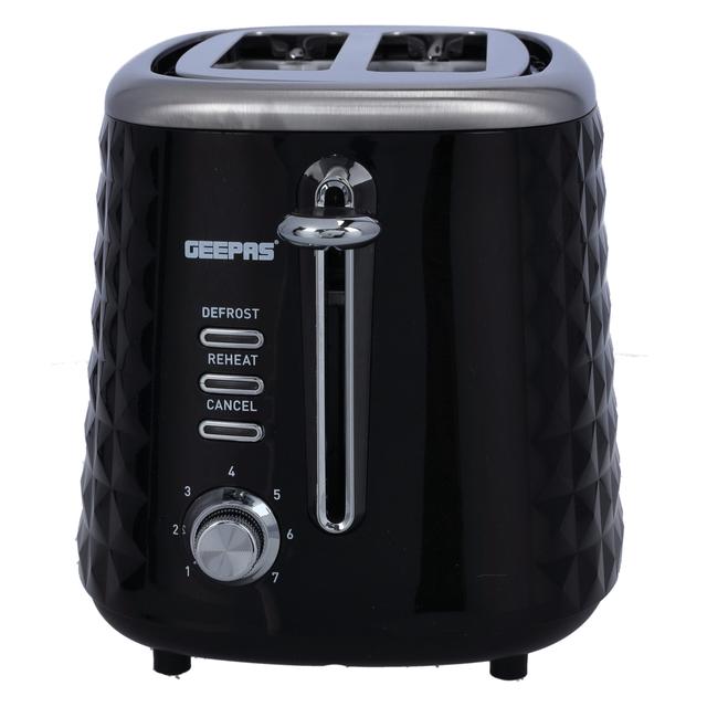 Geepas 850w 2 Slice Bread Toaster Adjustable 7 Browning Control 2 Slice Pop-Up Toaster With Removable Crumb Collection Tray, Self-Centering Cancel, Defrost & Reheat Perfect Sandwiches, Toast & More - SW1hZ2U6MTU0MTI1