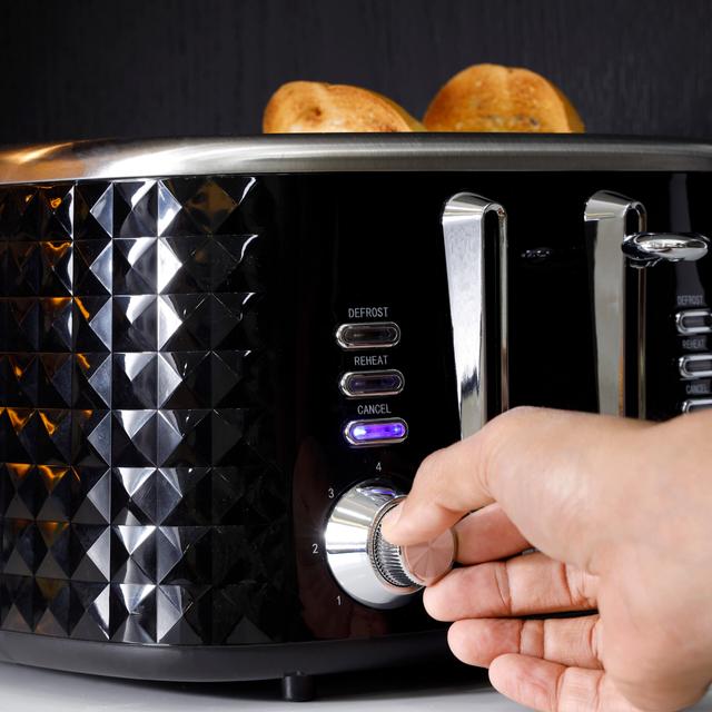 Geepas 4 Slice Bread Toaster - Adjustable 7 Browning Control 4 Slice Pop-Up Toaster with Removable Crumb Collection Tray, Self-Centering - Cancel, Defrost & Reheat - Perfect Sandwiches, Toast & More - SW1hZ2U6MTU0MTQ2