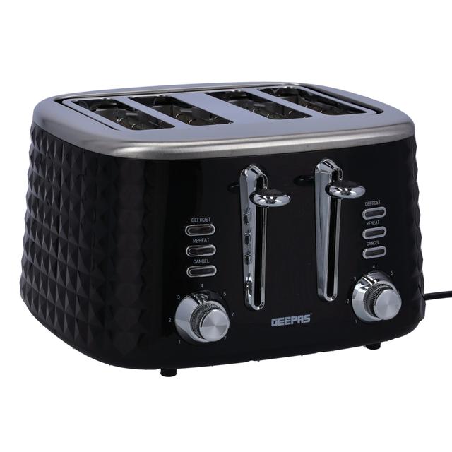 Geepas 4 Slice Bread Toaster - Adjustable 7 Browning Control 4 Slice Pop-Up Toaster with Removable Crumb Collection Tray, Self-Centering - Cancel, Defrost & Reheat - Perfect Sandwiches, Toast & More - SW1hZ2U6MTU0MTM2