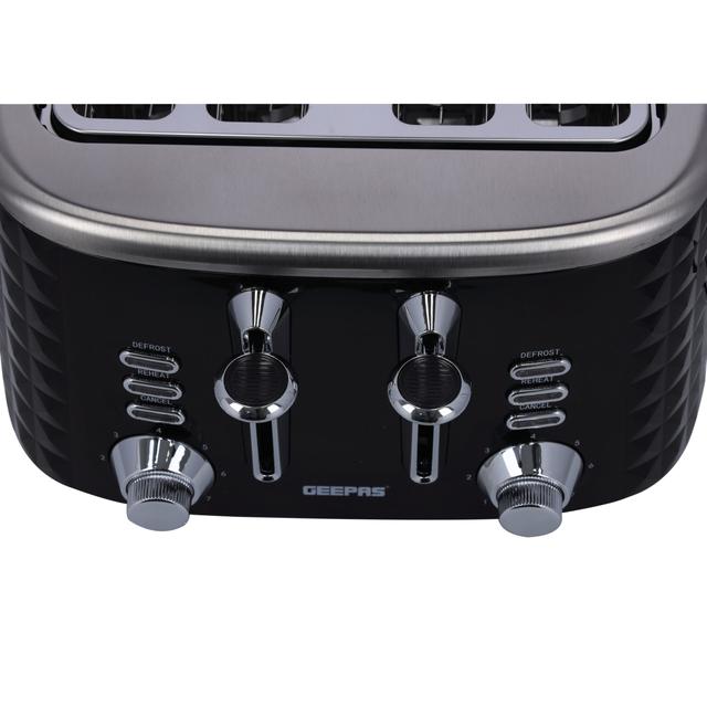 Geepas 4 Slice Bread Toaster - Adjustable 7 Browning Control 4 Slice Pop-Up Toaster with Removable Crumb Collection Tray, Self-Centering - Cancel, Defrost & Reheat - Perfect Sandwiches, Toast & More - SW1hZ2U6MTU0MTM4
