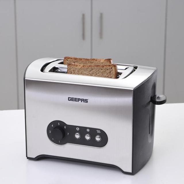 Geepas 900W 2 Slice Toaster - Stainless Steel Bread Toaster with High Lift Function – Reheat- Defrost Function -Lift & Lock Function, Wide 2 Slots - SW1hZ2U6MTM1NTUx