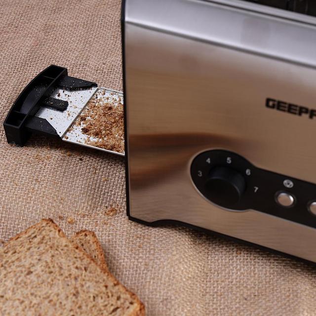 Geepas 900W 2 Slice Toaster - Stainless Steel Bread Toaster with High Lift Function – Reheat- Defrost Function -Lift & Lock Function, Wide 2 Slots - SW1hZ2U6MTM1NTQ5
