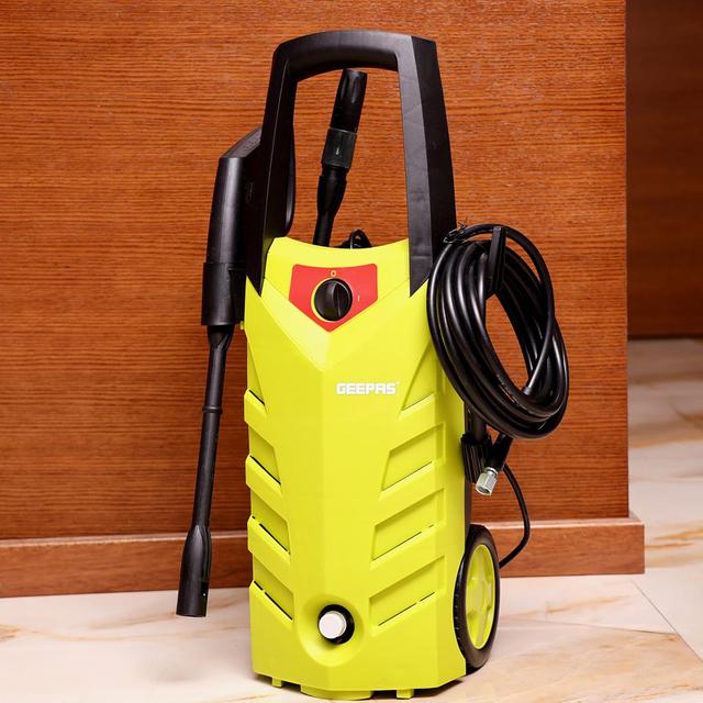 Geepas GCW19017 Pressure Car Washer - Electric Washer with Spray Gun, Hose with High/Low Pressure, Soap Bottle - Ideal for Washing Car, Bike, Floor & More - SW1hZ2U6MTM2MzYz