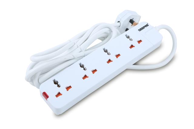 Geepas 5 Way Extension Socket 13A - Charge Mobile, Laptop, Washing Machine & More- Extra Long 3- meter Cord with Over Current Protected - 2 Years Warranty - SW1hZ2U6MTM3MDc5