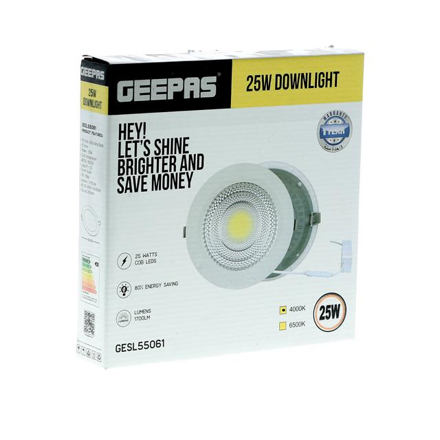 مصباح Geepas Round Slim Downlight Led 25W - Energy Saving Ceiling Light | Natural Cool White 6500K - SW1hZ2U6MTQ5NDM0