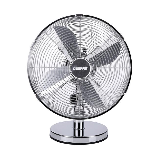 Geepas 12-Inch Metal Table Fan 3 Speed Settings With Wide Oscillation With Stable Base Ideal For Desk Fan, Home Or Office Use 2 Year Warranty - SW1hZ2U6MTM3NTkw