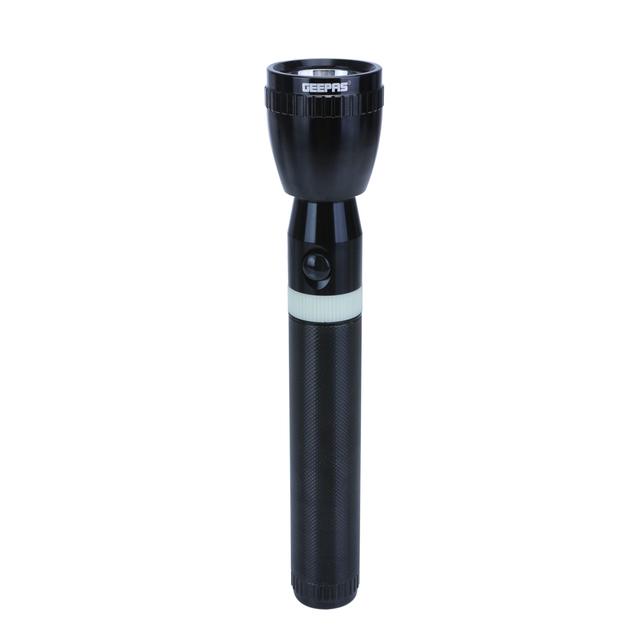 Geepas Rechargeable LED Flashlight 287mm- Hyper Bright White with 4-5 Hours Working & 2500mAh Battery - Ideal for Patrolling, Trekking, Emergency Power Cut - SW1hZ2U6MTM3Nzkx