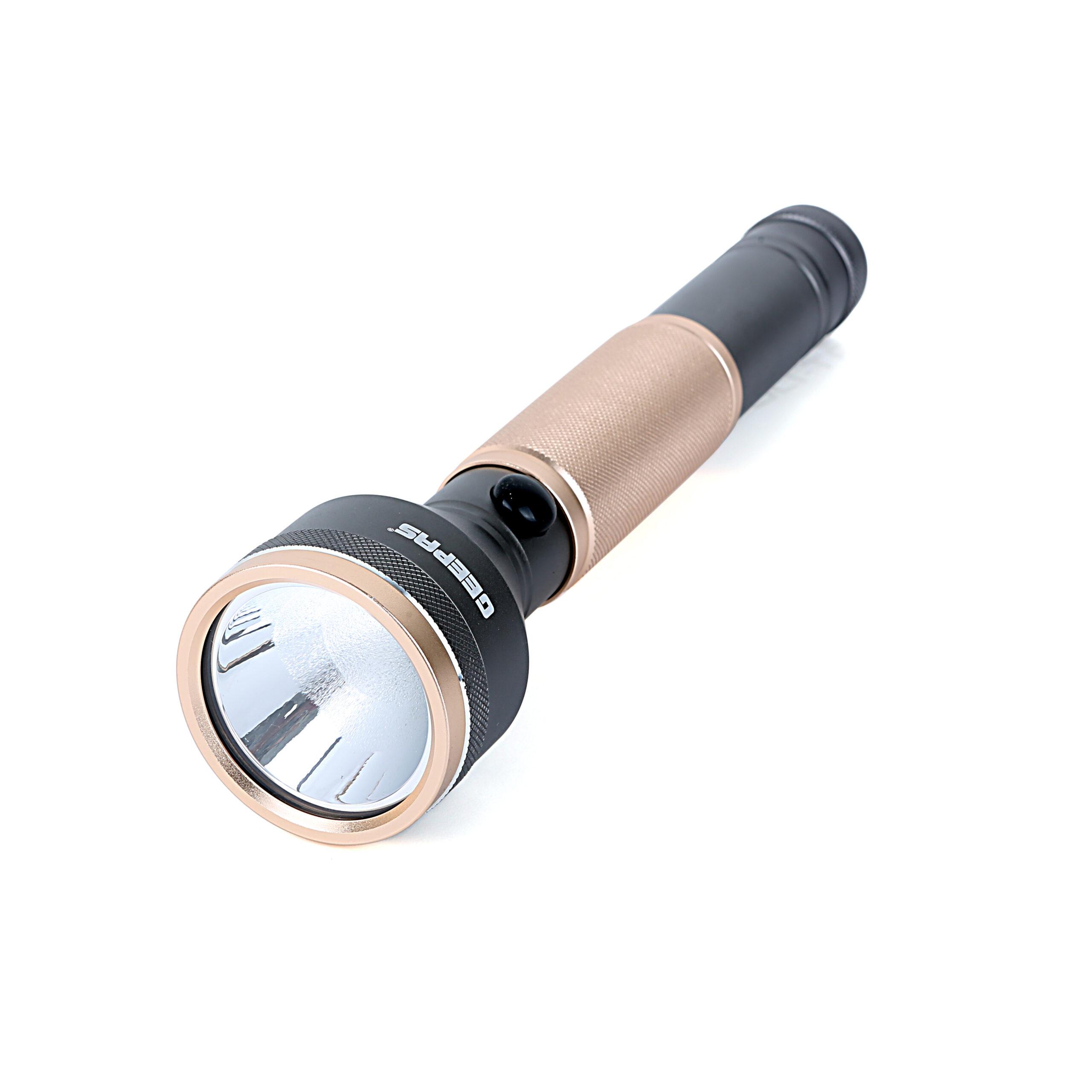 مصباح كشاف Geepas Rechargeable LED Flashlight with Power bank | 1 Pcs Hyper Bright CREE-XPE2 LED Torch LED | 2000 mAh Battery
