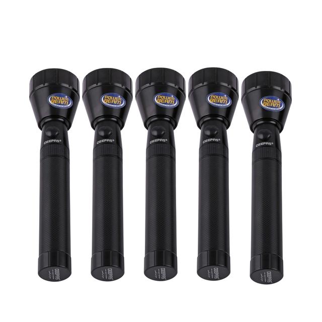 Geepas 5PCS Rechargeable LED Flashlight - Hyper Bright Cool White Light 2000 Meters Range Portable Torch High Beam LED Flashlight - Ideal for Nights Work, Trekking, Camping - SW1hZ2U6MTQ4ODc2