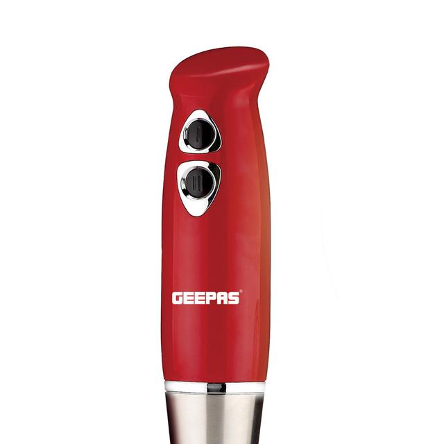 Geepas GHB6136 400W Hand Blender - Stainless Steel Blades with 2 Speed for Baby Food, Soup, Juice - 860ml Chopper Bowl & Electric Egg Whisk - 2 Years Warranty - SW1hZ2U6MTM4OTgy