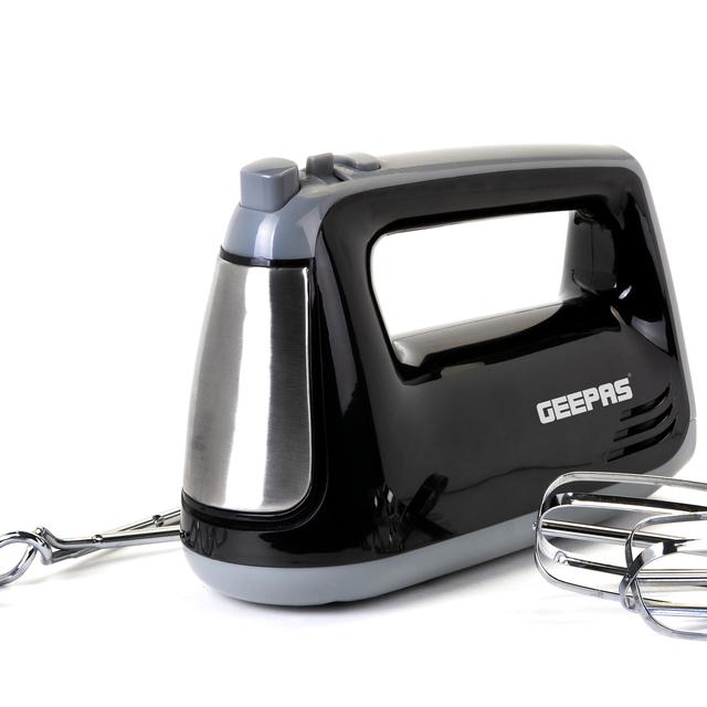 Geepas GHM43020UK 400W Hand Mixer - Professional Food & Cake Mixer for Baking - 5 Speed with Turbo Function, Includes Chrome Extra Long Beaters and Dough Hooks - Dishwasher Safe Accessories - 2 Years Warranty - SW1hZ2U6MTUxMTIy