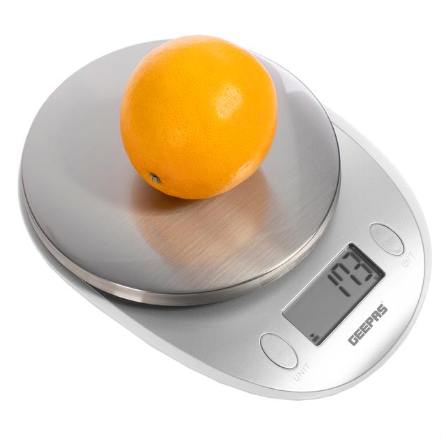 Geepas GKS46508UK Kitchen Weighing Scales - High Accuracy Digital Display Stainless Steel Top Panel - 2-Year Warranty - SW1hZ2U6MTUxMTI5