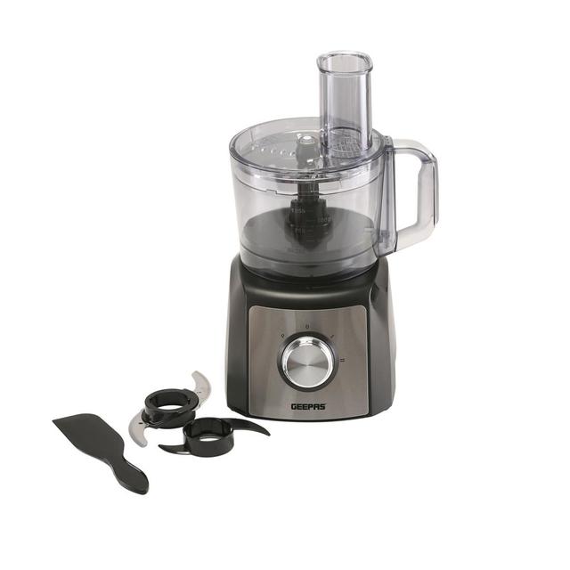 Geepas GMC42011 1200W Compact Food Processor – Multitasker Electric Chopper & Grater Attachments - 1.2L Bowl Capacity - Stainless Steel & Dough Blades Included - SW1hZ2U6MTQxMDI2