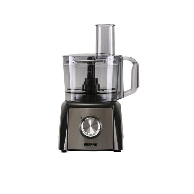 Geepas GMC42011 1200W Compact Food Processor – Multitasker Electric Chopper & Grater Attachments - 1.2L Bowl Capacity - Stainless Steel & Dough Blades Included - SW1hZ2U6MTQxMDIw