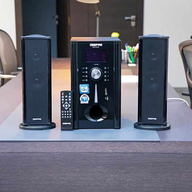 Geepas GMS7493N 2.1CH HOME THEATER SYSTEM - 25000 Watts Powerful 5.25" Sub-woofer -USB, Bluetooth & Multiple Device Inputs -Surround Sound Effect Super Bass - SW1hZ2U6MTQ4NTk4