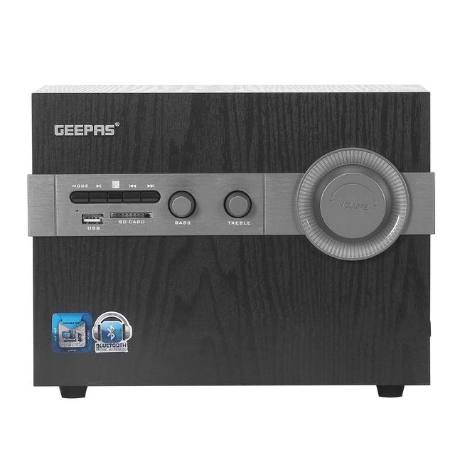 Geepas GMS8516 2.1 Multimedia Speaker - 20000 Watts PMPO with Powerful Woofer- USB, Bluetooth, Ideal Pc, Ps4, Xbox, Tv, Smartphone, Tablet, Music Player - SW1hZ2U6MTQxNjY5