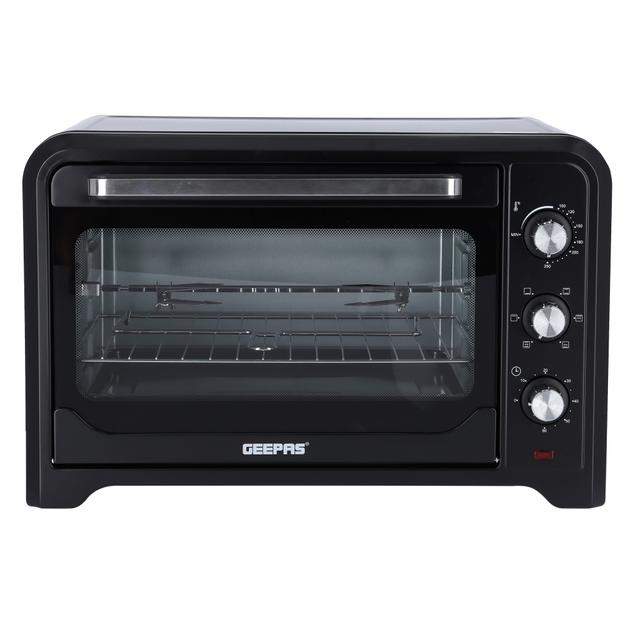 Geepas 42L Electric Kitchen Oven - Powerful 2000W with Crumb Tray, 60 Minutes Timer & Rotisserie & Convection Function - 6 Selectors for Baking & Grilling - 4 Accessories Included - 2 Years Warranty - SW1hZ2U6MTUxMzY1