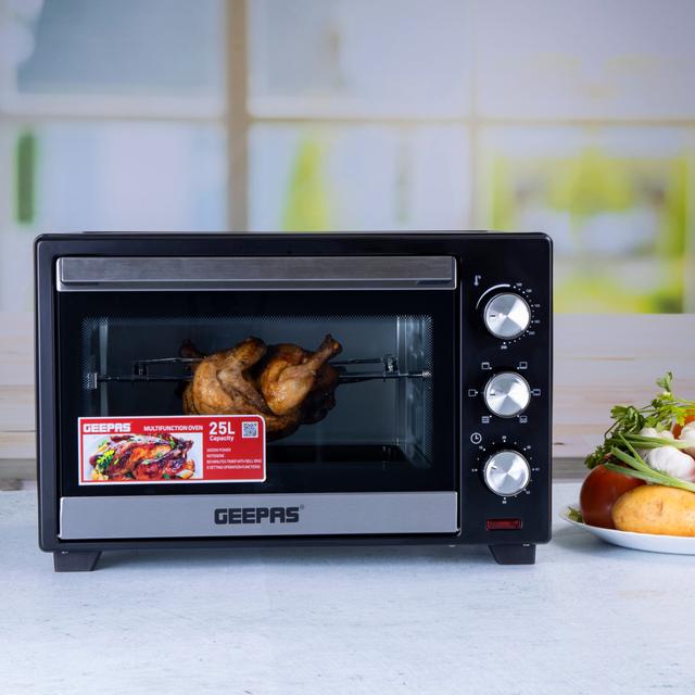 Geepas Oven 6 Stages Heating Selector Electric Oven With Rotisserie - SW1hZ2U6MTQyMTc1