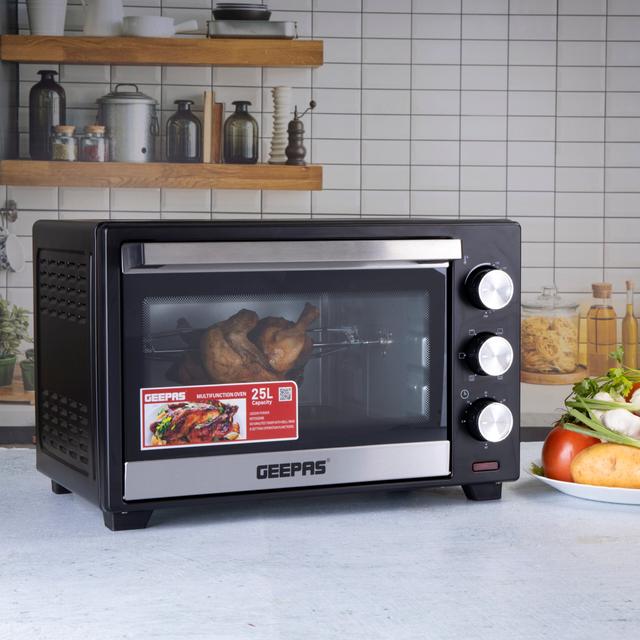 Geepas Oven 6 Stages Heating Selector Electric Oven With Rotisserie - SW1hZ2U6MTQyMTc3
