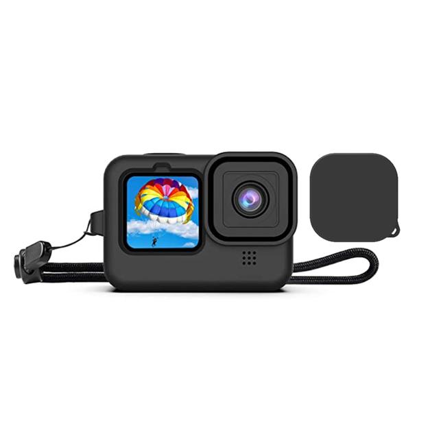 O Ozone Protective Silicone Case for GoPro Hero 9 Black with Lanyard Strap & Lens Cap Cover [ Action Camera Accessories ] - Black - Black - SW1hZ2U6MTIzODQw