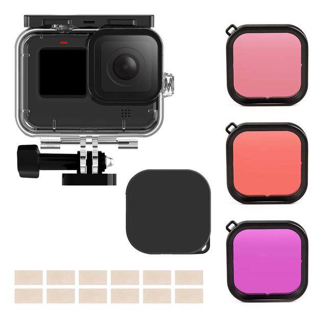 O Ozone 17 in 1 Action Camera Accessories Compatible for Gopro Hero 9 Camera, Silicone Lens Cap, Waterproof Housing Case, Lens Filters, Anti-Fog Inserts Bundle for GoPro Hero 9 - Black - SW1hZ2U6MTI1OTYx