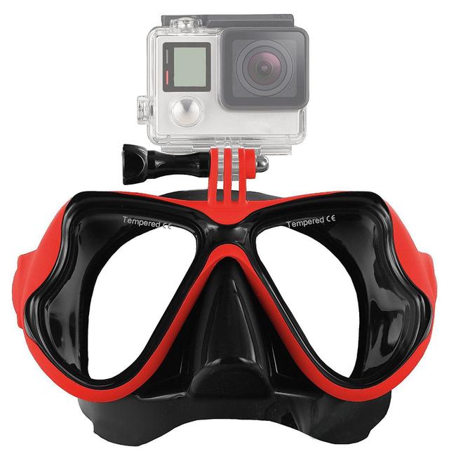 O Ozone Snorkeling Mask with Mount [ Diving Mask, Scuba Mask ] Compatible for GoPro, for SJCAM, for YI Action Camera Accessory - Black - Red - SW1hZ2U6MTI0MjEy