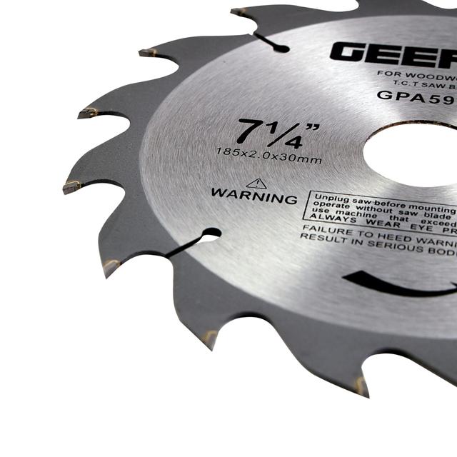 Geepas GPA59208 Professional Circular Saw Blade - 185mm x 30mm bore, 20mm Ring - 16 ATB Calibered Teeth - Ideal for Carpenter, Professional, DIYers & More - SW1hZ2U6MTUwNjQy