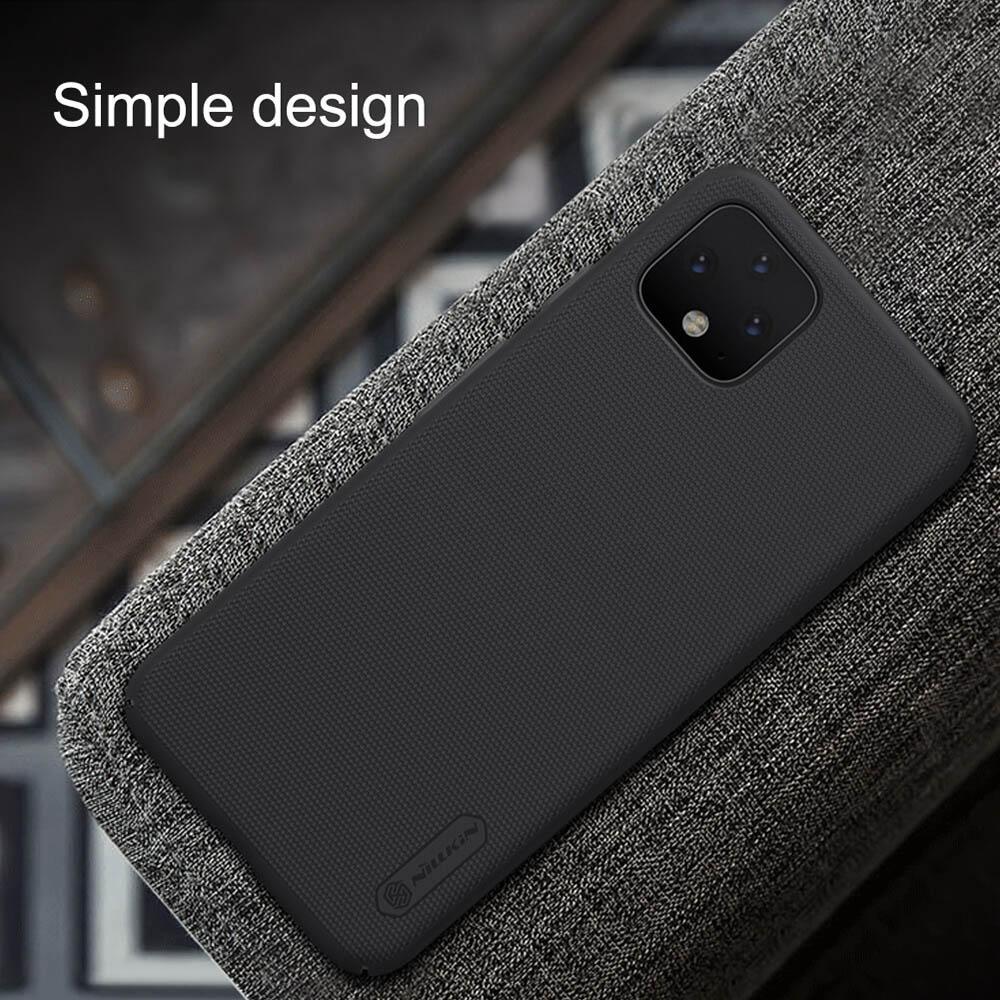 كفر موبايل Nillkin Google Pixel 4 Mobile Cover Super Frosted Hard Phone Case with Stand - Black - cG9zdDoxMjI3NjA=