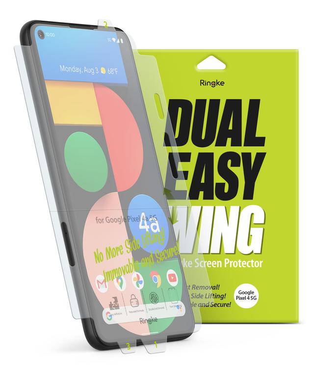 Ringke Dual Easy Wing For Google Pixel 4a 5G Screen Protector Full Coverage (Pack of 2) Dual Easy Film Case Friendly Protective Film [ Designed Screen Guard For Google Pixel 4a 5G ] - Clear - SW1hZ2U6MTMzMDkx