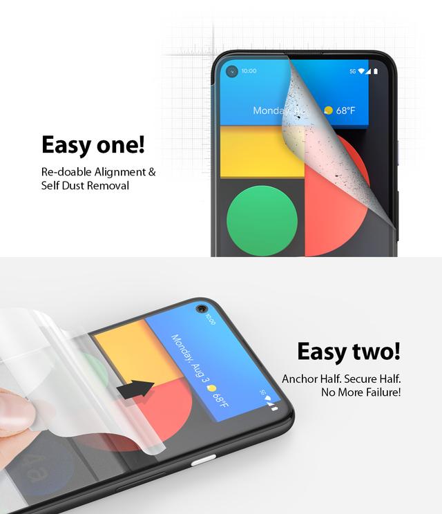 Ringke Dual Easy Wing For Google Pixel 4a 5G Screen Protector Full Coverage (Pack of 2) Dual Easy Film Case Friendly Protective Film [ Designed Screen Guard For Google Pixel 4a 5G ] - Clear - SW1hZ2U6MTMzMDk1