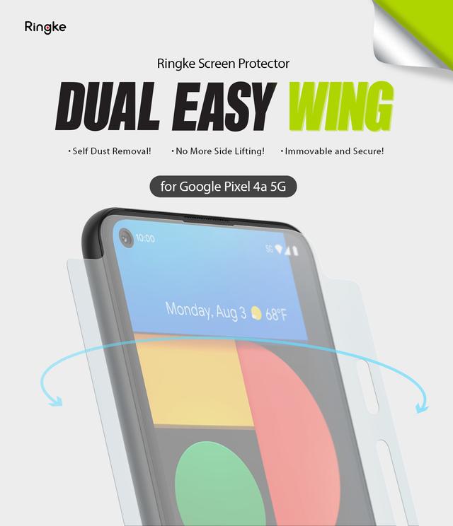 Ringke Dual Easy Wing For Google Pixel 4a 5G Screen Protector Full Coverage (Pack of 2) Dual Easy Film Case Friendly Protective Film [ Designed Screen Guard For Google Pixel 4a 5G ] - Clear - SW1hZ2U6MTMzMTA1