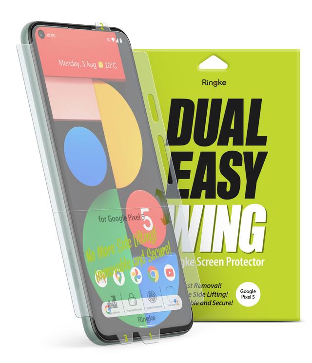 Ringke Dual Easy Wing Google Pixel 5 Screen Protector Full Coverage (Pack of 2) Dual Easy Film Case Friendly Protective Film [ Designed for Screen Guard For Google Pixel 5 ] - Clear - SW1hZ2U6MTMwNzY5