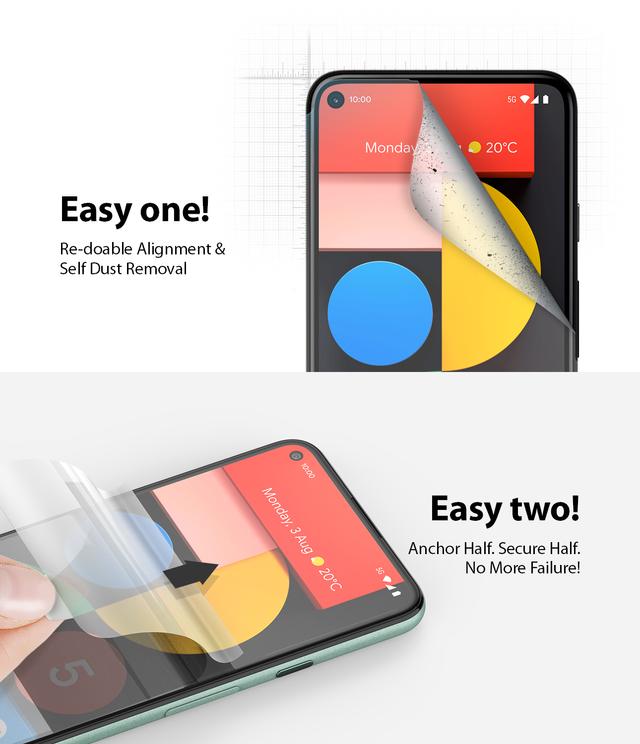 Ringke Dual Easy Wing Google Pixel 5 Screen Protector Full Coverage (Pack of 2) Dual Easy Film Case Friendly Protective Film [ Designed for Screen Guard For Google Pixel 5 ] - Clear - SW1hZ2U6MTMwNzcx