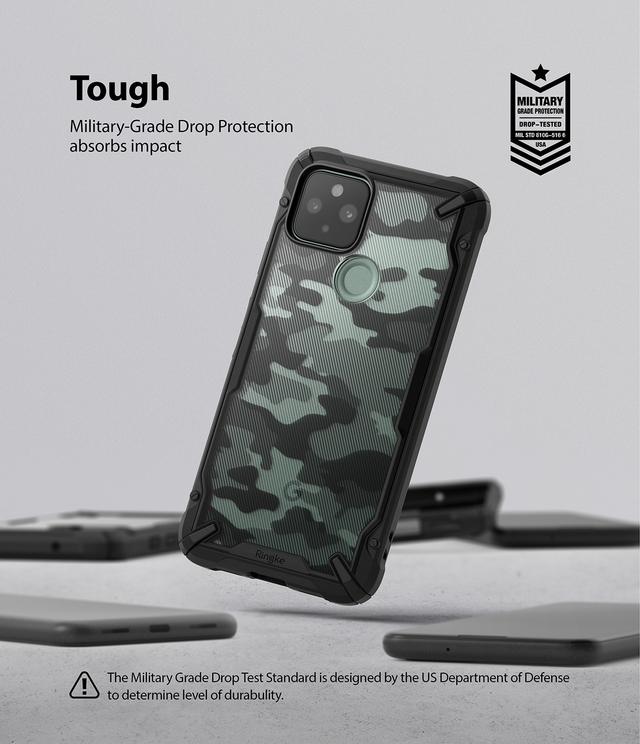 Ringke Cover for Google Pixel 5 Case Hard Fusion-X Ergonomic Transparent Shock Absorption TPU Bumper [ Designed Case for Google Pixel 5 ] - Camo Black - Camo Black - SW1hZ2U6MTI4ODAy