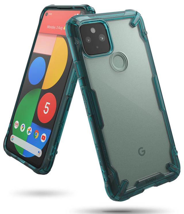 Ringke Cover for Google Pixel 5 Case Hard Fusion-X Ergonomic Transparent Shock Absorption TPU Bumper [ Designed Case for Google Pixel 5 ] - Turquoise Green - Green - SW1hZ2U6MTI5MDM4