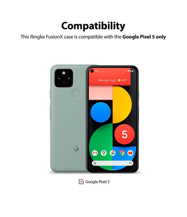 Ringke Cover for Google Pixel 5 Case Hard Fusion-X Ergonomic Transparent Shock Absorption TPU Bumper [ Designed Case for Google Pixel 5 ] - Turquoise Green - Green - SW1hZ2U6MTI5MDQy