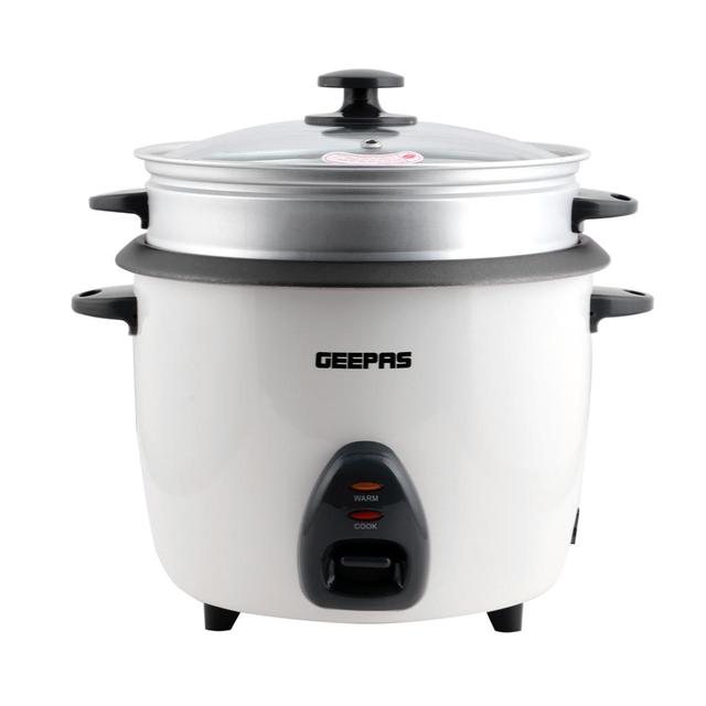 Geepas GRC4326 2.2L Electric Rice Cooker -Cook/Warm/Steam, High-Temperature Protection - Make Rice & Steam Healthy Food & Vegetables - 2 Year Warranty - SW1hZ2U6MTQyNzE0