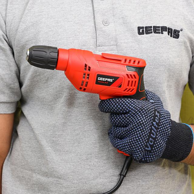 Geepas Percussion Drill 450W- Selector for Masonry, Brick, Metal, Wood & More - - Support Handle, Lock-On Switch, Depth Gauge & 4300RPM - Ideal for Sonstruction Site Workers, Carpenters, Professionals & DIYers - SW1hZ2U6MTQ5NjUz