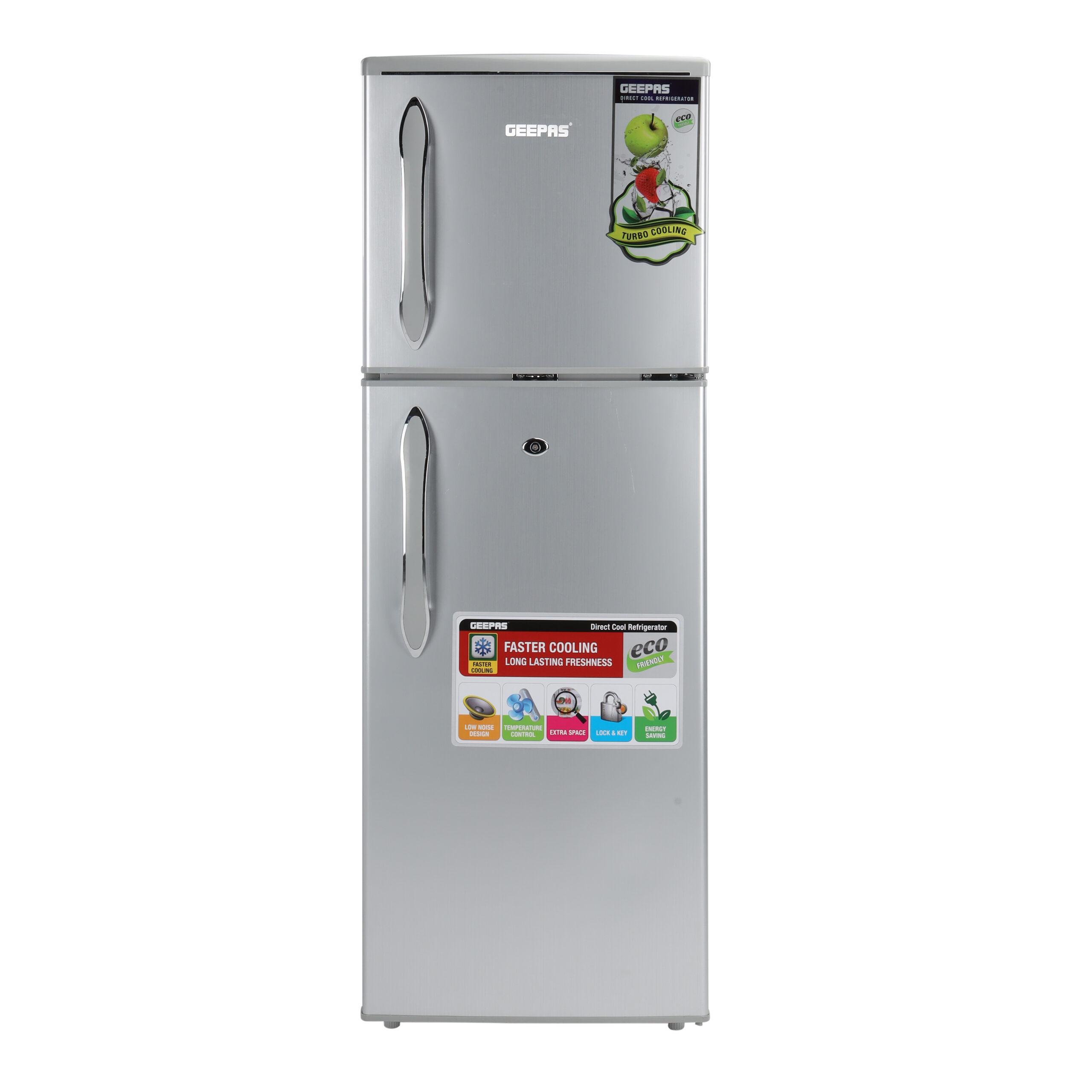 ثلاجة جيباس بابين مع خاصية التبريد السريع Geepas 180L Double Door Refrigerator