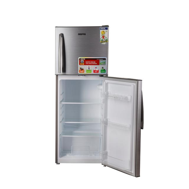 Geepas 220L Double Door Refrigerator - Free Standing Durable Double Door Refrigerator, Quick Cooling & Long-lasting Freshness, Low Noise, Low Energy Consumption, Defrost Refrigerator - 1 Year Warranty - SW1hZ2U6MTUyMTMy