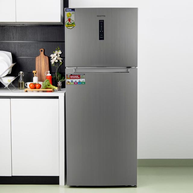 Geepas GRF5109SXHN 500L Double Door Refrigerator - Digital Temperature Control Quick Cooling & Long-lasting Freshness, Recessed Handle - SW1hZ2U6MTQyOTQ4