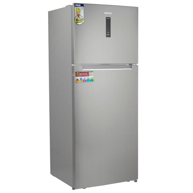 Geepas GRF5109SXHN 500L Double Door Refrigerator - Digital Temperature Control Quick Cooling & Long-lasting Freshness, Recessed Handle - SW1hZ2U6MTQyOTQw