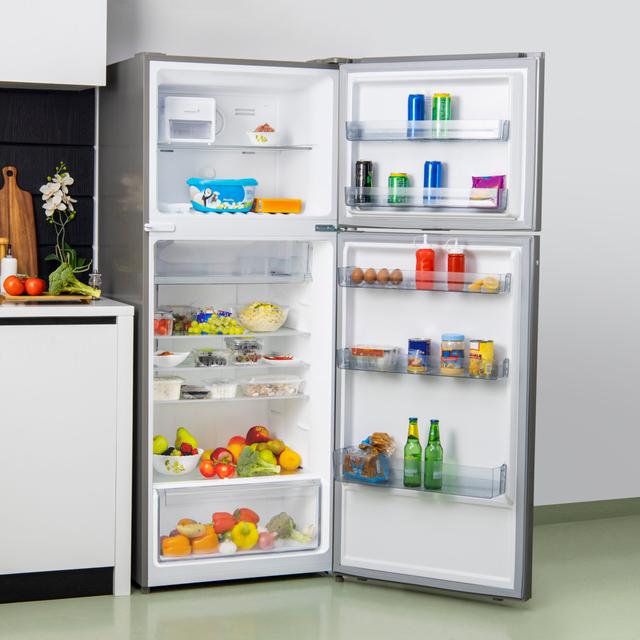 Geepas GRF5109SXHN 500L Double Door Refrigerator - Digital Temperature Control Quick Cooling & Long-lasting Freshness, Recessed Handle - SW1hZ2U6MTQyOTUy